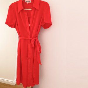 DVF Button Up Midi Summer Dress - Orange/Coral - 2-Pieces - Size 2/XS/S